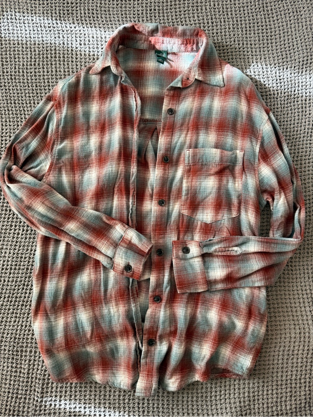 Plaid Button-Up Shirt in Rust & Cream - Wild Fable